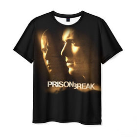 Мужская футболка 3D с принтом Prison break 3 в Рязани, 100% полиэфир | прямой крой, круглый вырез горловины, длина до линии бедер | 