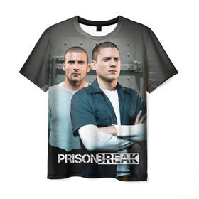 Мужская футболка 3D с принтом Prison break 4 в Рязани, 100% полиэфир | прямой крой, круглый вырез горловины, длина до линии бедер | Тематика изображения на принте: prison break | побег | сериал