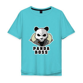 Мужская футболка хлопок Oversize с принтом Panda Boss в Рязани, 100% хлопок | свободный крой, круглый ворот, “спинка” длиннее передней части | Тематика изображения на принте: банда | большой | босс | важный | главарь | главный | директор | крутой | круче всех | лидер | мех | панда | россия | русский | самый | супер | трубка | шуба