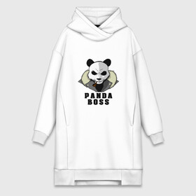 Платье-худи хлопок с принтом Panda Boss в Рязани,  |  | Тематика изображения на принте: банда | большой | босс | важный | главарь | главный | директор | крутой | круче всех | лидер | мех | панда | россия | русский | самый | супер | трубка | шуба