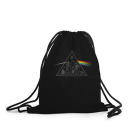 Рюкзак-мешок 3D с принтом Pink Floyd Make Rainbow в Рязани, 100% полиэстер | плотность ткани — 200 г/м2, размер — 35 х 45 см; лямки — толстые шнурки, застежка на шнуровке, без карманов и подкладки | англия | басы | британия | гитара | группа | логотип | музыка | песни | пинк флойд | призма | радуга | рок | свет