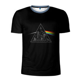 Мужская футболка 3D спортивная с принтом Pink Floyd Make Rainbow в Рязани, 100% полиэстер с улучшенными характеристиками | приталенный силуэт, круглая горловина, широкие плечи, сужается к линии бедра | англия | басы | британия | гитара | группа | логотип | музыка | песни | пинк флойд | призма | радуга | рок | свет