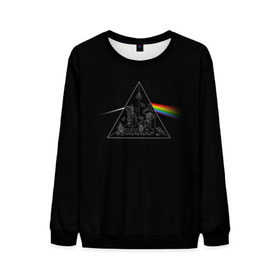 Мужской свитшот 3D с принтом Pink Floyd Make Rainbow в Рязани, 100% полиэстер с мягким внутренним слоем | круглый вырез горловины, мягкая резинка на манжетах и поясе, свободная посадка по фигуре | англия | басы | британия | гитара | группа | логотип | музыка | песни | пинк флойд | призма | радуга | рок | свет