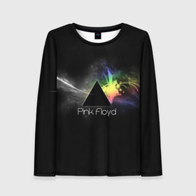 Женский лонгслив 3D с принтом Pink Floyd Logo в Рязани, 100% полиэстер | длинные рукава, круглый вырез горловины, полуприлегающий силуэт | англия | басы | британия | гитара | группа | дым | космос | логотип | музыка | песни | пинк флойд | призма | радуга | рок | свет