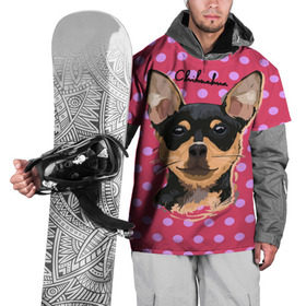 Накидка на куртку 3D с принтом Чихуахуа в Рязани, 100% полиэстер |  | chihuahua | dog | арт | горошек | животное | кружочек | розовый | собака | текстура | чихуахуа