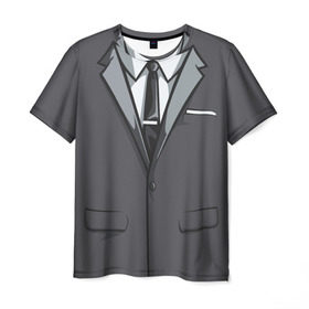 Мужская футболка 3D с принтом Костюм в Рязани, 100% полиэфир | прямой крой, круглый вырез горловины, длина до линии бедер | галстук | классика | костюм | пиджак | стиль | строгий