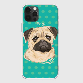 Чехол для iPhone 12 Pro Max с принтом Мопсик в Рязани, Силикон |  | dog | pug | арт | животное | кружочки | мопс | пес | собака | текстура