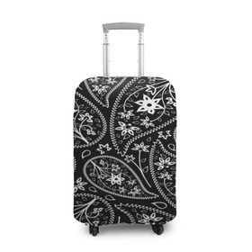 Чехол для чемодана 3D с принтом Black cucumber pattern в Рязани, 86% полиэфир, 14% спандекс | двустороннее нанесение принта, прорези для ручек и колес | cucumber | flower | gherkin | ornament | pattern | гжель | орнамент | текстура | турецкий огурец | узоры | цветок | цветочный | этнический узор