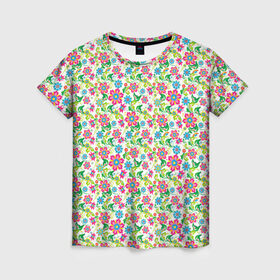 Женская футболка 3D с принтом Летняя прелесть в Рязани, 100% полиэфир ( синтетическое хлопкоподобное полотно) | прямой крой, круглый вырез горловины, длина до линии бедер | 