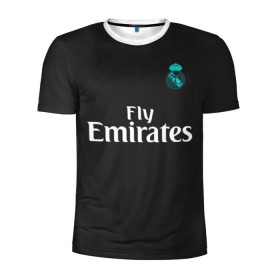 Мужская футболка 3D спортивная с принтом Cristiano Ronaldo away 2018 в Рязани, 100% полиэстер с улучшенными характеристиками | приталенный силуэт, круглая горловина, широкие плечи, сужается к линии бедра | champions | cristiano | league | madrid | real | ronaldo | spain | испания | криштиану | лига | мадрид | реал | роналду | чемпионов