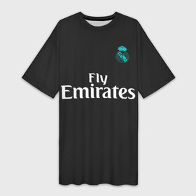 Платье-футболка 3D с принтом Cristiano Ronaldo away 2018 в Рязани,  |  | champions | cristiano | league | madrid | real | ronaldo | spain | испания | криштиану | лига | мадрид | реал | роналду | чемпионов