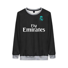 Женский свитшот 3D с принтом Cristiano Ronaldo away 2018 в Рязани, 100% полиэстер с мягким внутренним слоем | круглый вырез горловины, мягкая резинка на манжетах и поясе, свободная посадка по фигуре | champions | cristiano | league | madrid | real | ronaldo | spain | испания | криштиану | лига | мадрид | реал | роналду | чемпионов