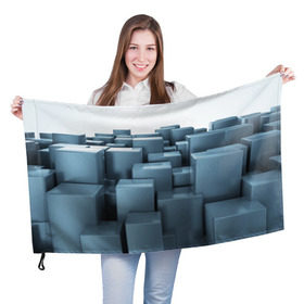 Флаг 3D с принтом Кубическая текстура в Рязани, 100% полиэстер | плотность ткани — 95 г/м2, размер — 67 х 109 см. Принт наносится с одной стороны | abstract | abstraction | block | tessera | абстракция | кубики | текстура