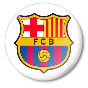 Значок с принтом Барселона в Рязани,  металл | круглая форма, металлическая застежка в виде булавки | barca | barcelona | барса | барселона | футбол