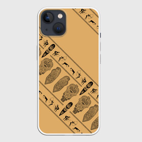 Чехол для iPhone 13 с принтом Tribal в Рязани,  |  | african | ethnic | tribal | африка | африканский | оранжевый | трайбал | узор | черный | этно