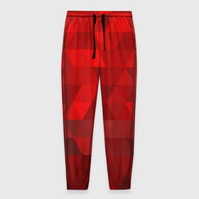 Мужские брюки 3D с принтом Red pattern в Рязани, 100% полиэстер | манжеты по низу, эластичный пояс регулируется шнурком, по бокам два кармана без застежек, внутренняя часть кармана из мелкой сетки | геометрия | красный | треугольники