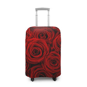 Чехол для чемодана 3D с принтом Красные розы в Рязани, 86% полиэфир, 14% спандекс | двустороннее нанесение принта, прорези для ручек и колес | букет | красный | розы | цветы