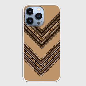 Чехол для iPhone 13 Pro с принтом Tribal V shape в Рязани,  |  | Тематика изображения на принте: african | ethnic | tribal | африка | африканский | бежевый | трайбал | узор | черный | этно