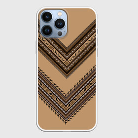 Чехол для iPhone 13 Pro Max с принтом Tribal V shape в Рязани,  |  | african | ethnic | tribal | африка | африканский | бежевый | трайбал | узор | черный | этно