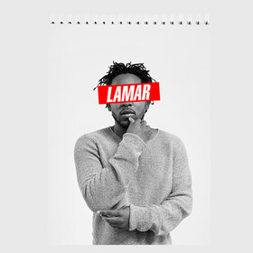 Скетчбук с принтом Lamar в Рязани, 100% бумага
 | 48 листов, плотность листов — 100 г/м2, плотность картонной обложки — 250 г/м2. Листы скреплены сверху удобной пружинной спиралью | kendrick lamar | кендрик ламар | рэп. | хип хоп