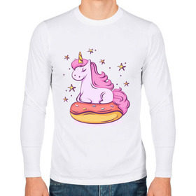 Мужской лонгслив хлопок с принтом Единорог в Рязани, 100% хлопок |  | donut | pink | star | unicorn | единорог | звезды | конь | милота | пончик | сказка