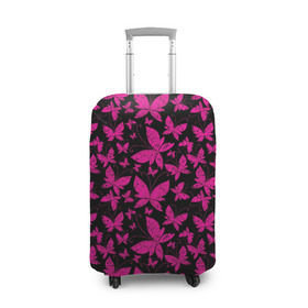 Чехол для чемодана 3D с принтом Розовые бабочки в Рязани, 86% полиэфир, 14% спандекс | двустороннее нанесение принта, прорези для ручек и колес | butterflies | pink | бабочки | красота | крылья | нежность | орнамент | розовый | узор