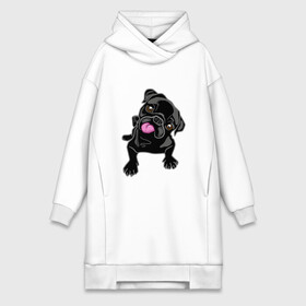 Платье-худи хлопок с принтом Забавный мопсик в Рязани,  |  | animal | dog | pet | pug | puppy | арт | животные | милые | мопс | пес | собаки | французский бульдог