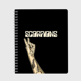 Тетрадь с принтом Scorpions в Рязани, 100% бумага | 48 листов, плотность листов — 60 г/м2, плотность картонной обложки — 250 г/м2. Листы скреплены сбоку удобной пружинной спиралью. Уголки страниц и обложки скругленные. Цвет линий — светло-серый
 | scorpions | клаус майне
рудольф шенкер | маттиас ябс | микки ди | павел мончивода | скорпионы