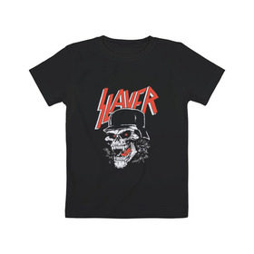 Детская футболка хлопок с принтом Slayer череп в Рязани, 100% хлопок | круглый вырез горловины, полуприлегающий силуэт, длина до линии бедер | slayer | группа | гэри холт | злость | зубы | каска | керри кинг | кости | метал | музыка | песни | пол бостаф | рок | слеар | слеер | слеяр | том арайа | трэш метал | тяжелый рок | хеви метал | язык