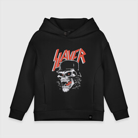 Детское худи Oversize хлопок с принтом Slayer череп в Рязани, френч-терри — 70% хлопок, 30% полиэстер. Мягкий теплый начес внутри —100% хлопок | боковые карманы, эластичные манжеты и нижняя кромка, капюшон на магнитной кнопке | slayer | группа | гэри холт | злость | зубы | каска | керри кинг | кости | метал | музыка | песни | пол бостаф | рок | слеар | слеер | слеяр | том арайа | трэш метал | тяжелый рок | хеви метал | язык