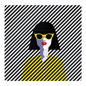 Магнитный плакат 3Х3 с принтом Pop art girl в Рязани, Полимерный материал с магнитным слоем | 9 деталей размером 9*9 см | abstraction | bright | color | fashion | hair | lines | lips | pop art | rack | red | style | yellow | абстракция | губы | желтый | каре | красный | линии | мода | очки | поп арт | прическа | стиль | цвет | яркий