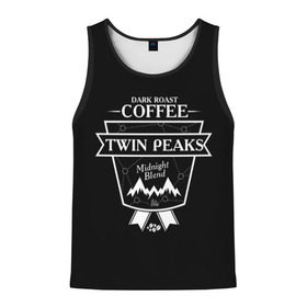 Мужская майка 3D с принтом Twin Peaks Coffee в Рязани, 100% полиэстер | круглая горловина, приталенный силуэт, длина до линии бедра. Пройма и горловина окантованы тонкой бейкой | Тематика изображения на принте: twin peaks | арт | купер | сериал | твин пикс | фильмы | черно белые