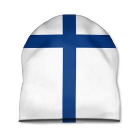 Шапка 3D с принтом Флаг Финляндии в Рязани, 100% полиэстер | универсальный размер, печать по всей поверхности изделия | Тематика изображения на принте: finland | flag | suomi | финляндия | флаг