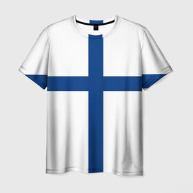 Мужская футболка 3D с принтом Флаг Финляндии в Рязани, 100% полиэфир | прямой крой, круглый вырез горловины, длина до линии бедер | finland | flag | suomi | финляндия | флаг