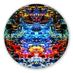 Коврик круглый с принтом Психоделика в Рязани, резина и полиэстер | круглая форма, изображение наносится на всю лицевую часть | глитч | глич | линии | полосы | разноцветный