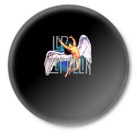 Значок с принтом Led Zeppelin Angel в Рязани,  металл | круглая форма, металлическая застежка в виде булавки | Тематика изображения на принте: рок