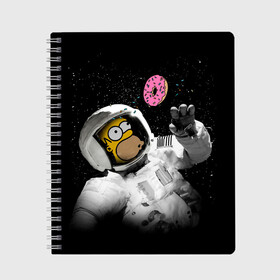 Тетрадь с принтом Space Homer в Рязани, 100% бумага | 48 листов, плотность листов — 60 г/м2, плотность картонной обложки — 250 г/м2. Листы скреплены сбоку удобной пружинной спиралью. Уголки страниц и обложки скругленные. Цвет линий — светло-серый
 | homer | simpsons | гомер | симпсон | симпсоны