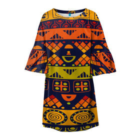 Детское платье 3D с принтом Африканские символы в Рязани, 100% полиэстер | прямой силуэт, чуть расширенный к низу. Круглая горловина, на рукавах — воланы | africa | pattern | африка | африканские мотивы | народы африки | национальная одежда | переплетение нитей | ткани | узор | этнический узор