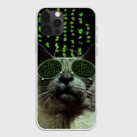 Чехол для iPhone 12 Pro с принтом Кот в матрице в Рязани, силикон | область печати: задняя сторона чехла, без боковых панелей | кот | матрица | очки