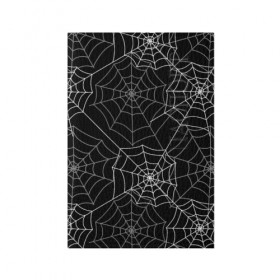 Обложка для паспорта матовая кожа с принтом Паутинка в Рязани, натуральная матовая кожа | размер 19,3 х 13,7 см; прозрачные пластиковые крепления | белый | паутина | узор | хэллоуин | черный