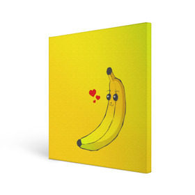 Холст квадратный с принтом Just Banana (Yellow) в Рязани, 100% ПВХ |  | banana | банан | желтый | оранжевый | фрукты