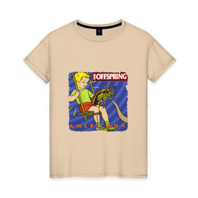 Женская футболка хлопок с принтом The Offspring - americana в Рязани, 100% хлопок | прямой крой, круглый вырез горловины, длина до линии бедер, слегка спущенное плечо | the offspring | качели | офспринг | оффспринг | рок | таракан | щупальце