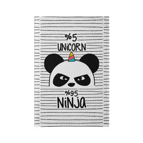 Обложка для паспорта матовая кожа с принтом 5% Единорог 95% Ниндзя в Рязани, натуральная матовая кожа | размер 19,3 х 13,7 см; прозрачные пластиковые крепления | Тематика изображения на принте: animals | ninja | panda | rainbow | stripes | единорог | животные | зверь | линии | ниндзя | панда | полосы | радуга | самурай
