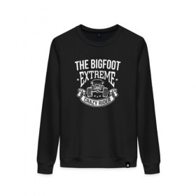 Женский свитшот хлопок с принтом Bigfoot Crazy Black в Рязани, 100% хлопок | прямой крой, круглый вырез, на манжетах и по низу широкая трикотажная резинка  | bigfoot | автомобили | надпись | спорт