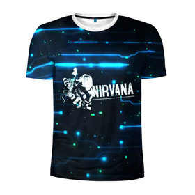 Мужская футболка 3D спортивная с принтом Схема Nirvana (Курт Кобейн) в Рязани, 100% полиэстер с улучшенными характеристиками | приталенный силуэт, круглая горловина, широкие плечи, сужается к линии бедра | kurt cobain | микросхема | нирвана | плата