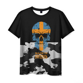 Мужская футболка 3D с принтом Made in Sweden в Рязани, 100% полиэфир | прямой крой, круглый вырез горловины, длина до линии бедер | camouflage | made in sweden | skull | абстракция | города | камуфляж | нация | страны | текстуры | череп | швеция