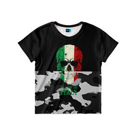 Детская футболка 3D с принтом Made in Italy в Рязани, 100% гипоаллергенный полиэфир | прямой крой, круглый вырез горловины, длина до линии бедер, чуть спущенное плечо, ткань немного тянется | camouflage | made in italy | skull | абстракция | города | италия | камуфляж | нация | страны | текстуры | череп