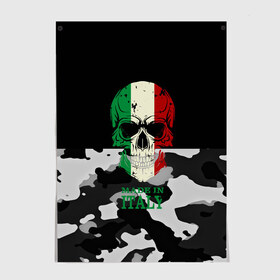 Постер с принтом Made in Italy в Рязани, 100% бумага
 | бумага, плотность 150 мг. Матовая, но за счет высокого коэффициента гладкости имеет небольшой блеск и дает на свету блики, но в отличии от глянцевой бумаги не покрыта лаком | camouflage | made in italy | skull | абстракция | города | италия | камуфляж | нация | страны | текстуры | череп