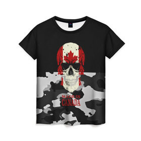 Женская футболка 3D с принтом Made in Canada в Рязани, 100% полиэфир ( синтетическое хлопкоподобное полотно) | прямой крой, круглый вырез горловины, длина до линии бедер | camouflage | made in canada | skull | абстракция | города | камуфляж | канада | нация | страны | текстуры | череп