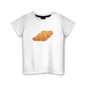 Детская футболка хлопок с принтом Круассан в Рязани, 100% хлопок | круглый вырез горловины, полуприлегающий силуэт, длина до линии бедер | 
